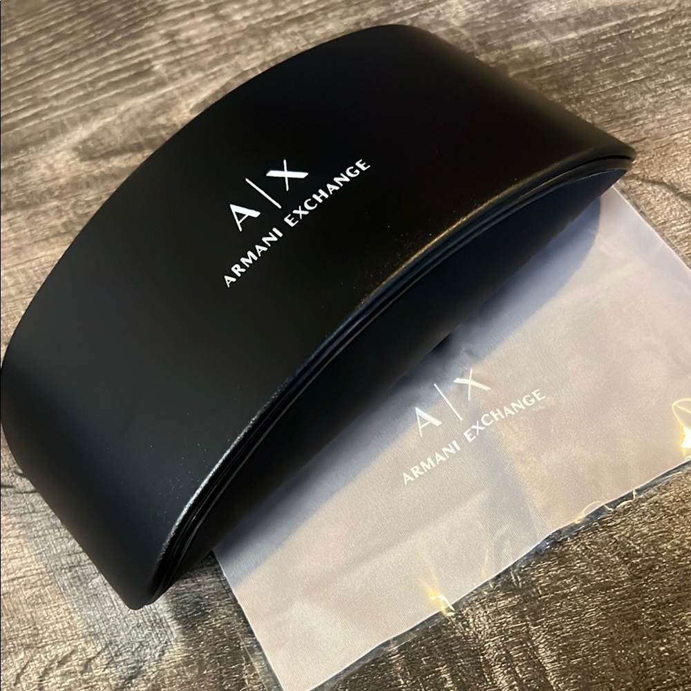 NEW Armani Exchange Black Sunglasses Case w/ Cleaning cloth